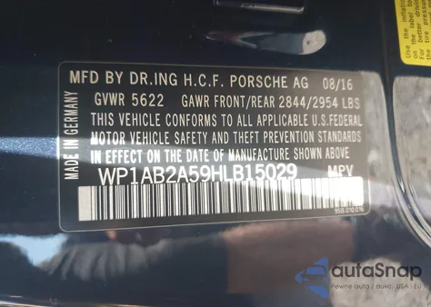 2017 Porsche Macan S from USA, damaged, VIN WP1AB2A59HLB15029